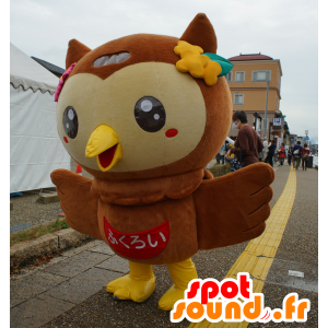 Mascot Fuppi, pöllö, pöllö ruskea ja keltainen - MASFR25131 - Mascottes Yuru-Chara Japonaises