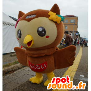 Fuppi mascot, owl, brown owl and yellow - MASFR25131 - Yuru-Chara Japanese mascots