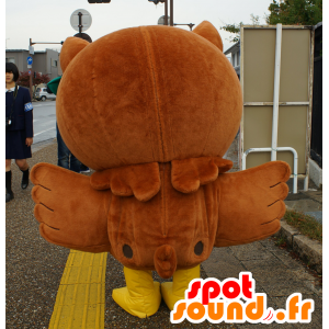 Mascotte de Fuppi, de hibou, de chouette marron et jaune - MASFR25131 - Mascottes Yuru-Chara Japonaises