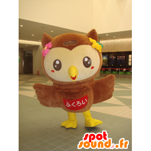 Mascot Fuppi, ugle, ugle brunt og gult - MASFR25131 - Yuru-Chara japanske Mascots