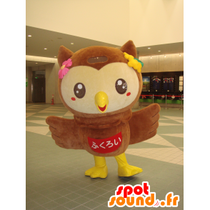 Mascotte de Fuppi, de hibou, de chouette marron et jaune - MASFR25131 - Mascottes Yuru-Chara Japonaises