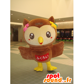 Mascot Fuppi, pöllö, pöllö ruskea ja keltainen - MASFR25131 - Mascottes Yuru-Chara Japonaises