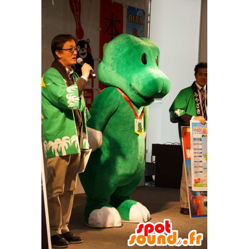 Crocodilo mascote, dinossauro verde, gigante - MASFR25132 - Yuru-Chara Mascotes japoneses