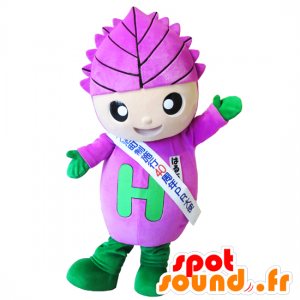 Mascota Flor, muñeco de nieve con una hoja de color púrpura en la cabeza - MASFR25133 - Yuru-Chara mascotas japonesas
