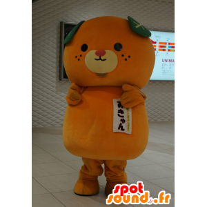 Mascotte de nounours orange, de mandarine, d'orange - MASFR25134 - Mascottes Yuru-Chara Japonaises