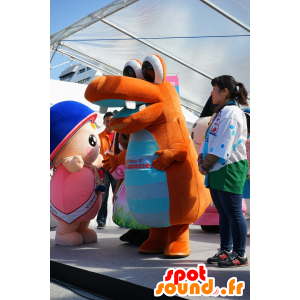 Orange dinosaur mascot crocodile - MASFR25135 - Yuru-Chara Japanese mascots