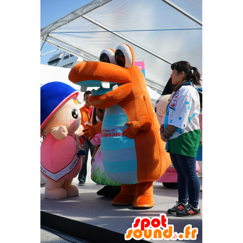 Orange dinosaur maskot, krokodille - MASFR25135 - Yuru-Chara japanske Mascots