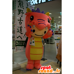 Orange dragon mascot, purple and yellow - MASFR25136 - Yuru-Chara Japanese mascots