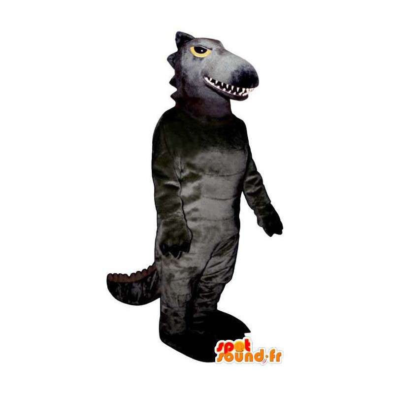 Dinosaurier-Maskottchen grau-schwarz. Dinosaurier-Kostüm - MASFR006728 - Maskottchen-Dinosaurier