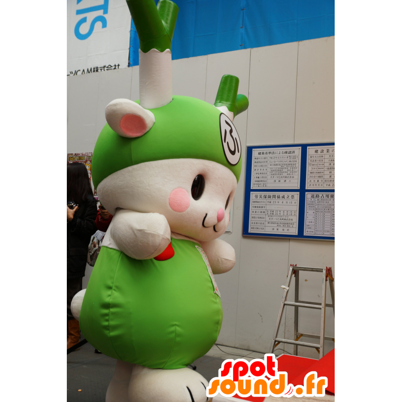 Fukka-chan mascot, white rabbit with leeks on head - MASFR25140 - Yuru-Chara Japanese mascots