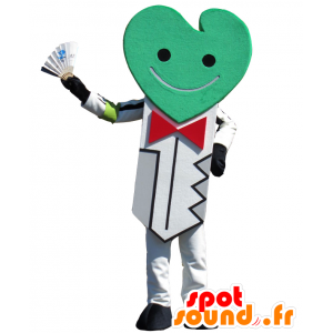 Mascot sleutel hartvormig, groen en wit - MASFR25141 - Yuru-Chara Japanse Mascottes