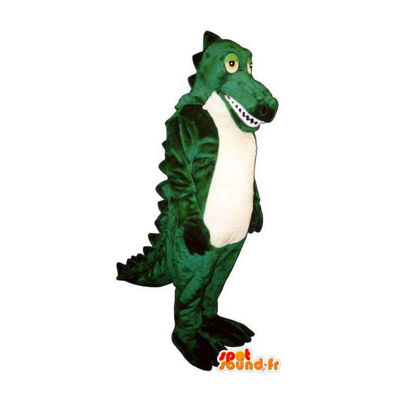Groene dinosaurus mascotte, klantgericht. Dinosaur Costume - Dinosaurus mascottes - MASFR006729 - SpotSound.fr