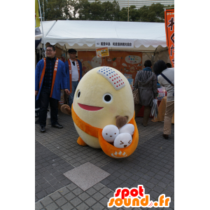 Mascotte de Bari-san, d'œuf géant avec un pochon rempli d'œufs - MASFR25143 - Mascottes Yuru-Chara Japonaises