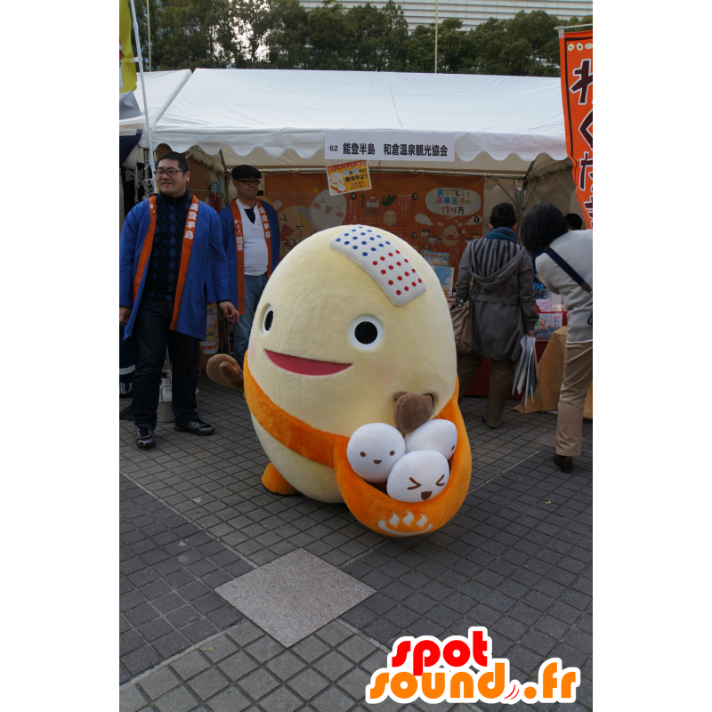 Mascotte de Bari-san, d'œuf géant avec un pochon rempli d'œufs - MASFR25143 - Mascottes Yuru-Chara Japonaises