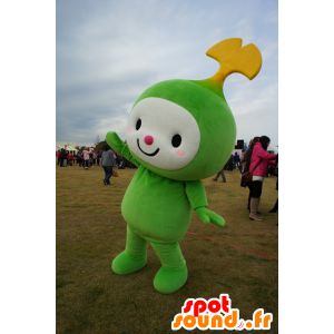 Wakotchi mascot, green man, white and yellow - MASFR25144 - Yuru-Chara Japanese mascots