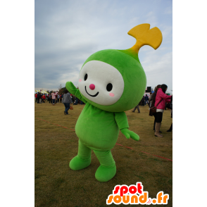 Mascotte de Wakotchi, bonhomme vert, blanc et jaune - MASFR25144 - Mascottes Yuru-Chara Japonaises