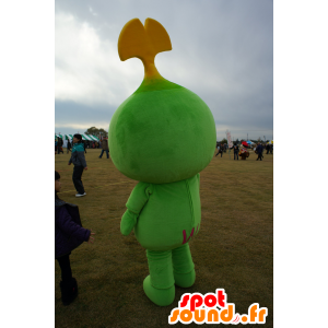 Mascot Wakotchi, grønn mann, hvit og gul - MASFR25144 - Yuru-Chara japanske Mascots