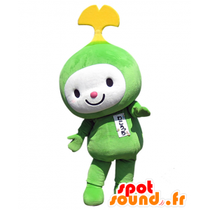 Mascotte de Wakotchi, bonhomme vert, blanc et jaune - MASFR25144 - Mascottes Yuru-Chara Japonaises