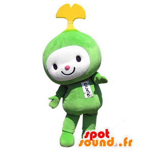 Mascotte de Wakotchi, bonhomme vert, blanc et jaune - MASFR25144 - Mascottes Yuru-Chara Japonaises