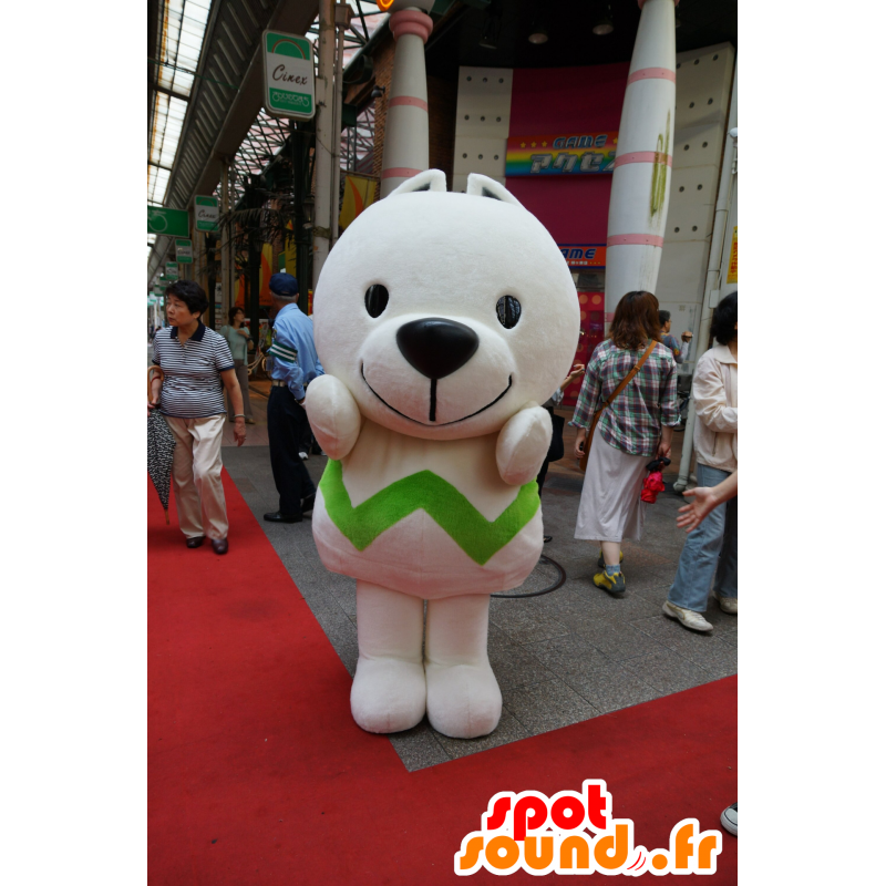 Wit en groen hond mascotte, reuze en ontroerend - MASFR25147 - Yuru-Chara Japanse Mascottes