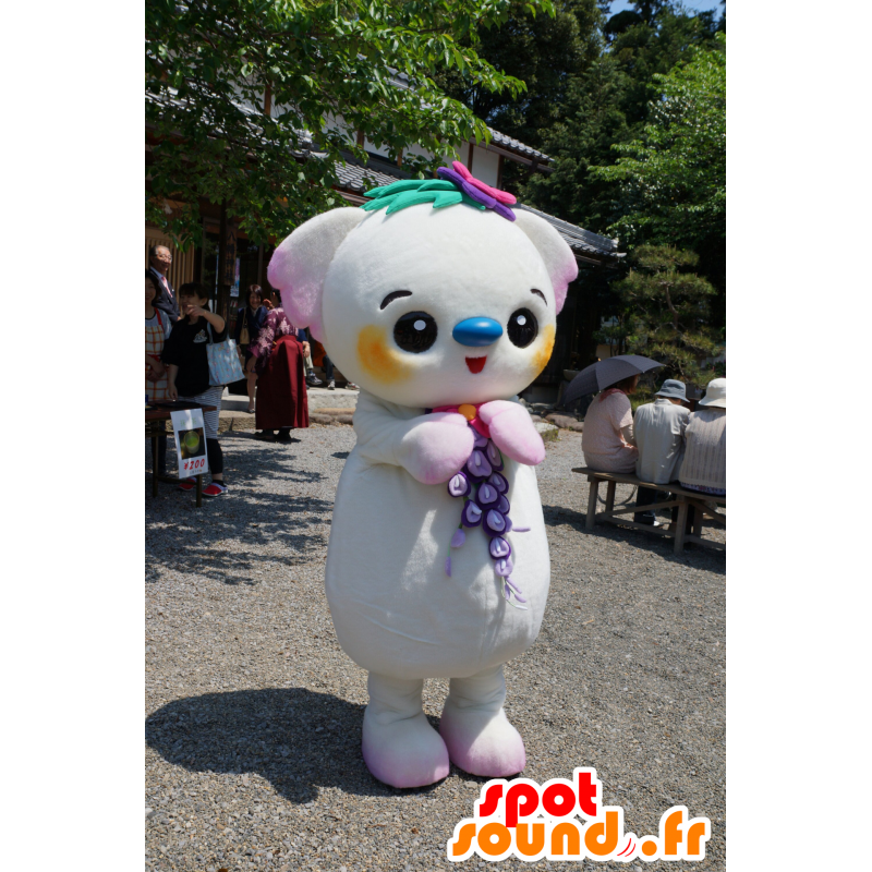 Cocora-chan mascotte, bianco koala e rosa, colorato e originale - MASFR25148 - Yuru-Chara mascotte giapponese