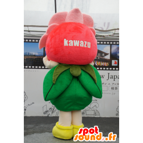 Verde mascotte e fiore rosa, rosa gigante - MASFR25150 - Yuru-Chara mascotte giapponese