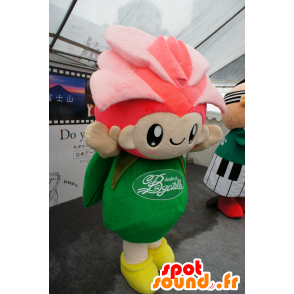 Verde mascotte e fiore rosa, rosa gigante - MASFR25150 - Yuru-Chara mascotte giapponese