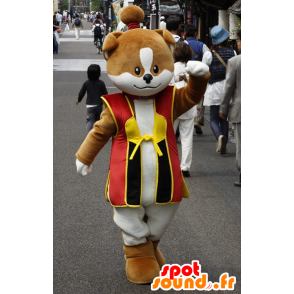 Mascotte de chien marron et blanc, en tenue impériale - MASFR25151 - Mascottes Yuru-Chara Japonaises