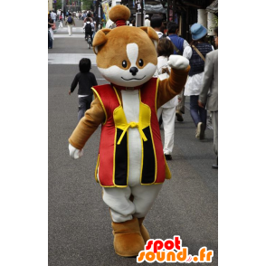 茶色と白の犬のマスコット、皇室の衣装-MASFR25151-日本のゆるキャラのマスコット