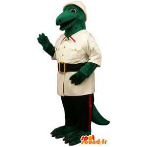 Vihreä dinosaurus maskotti pukeutunut Explorerissa - MASFR006731 - Dinosaur Mascot