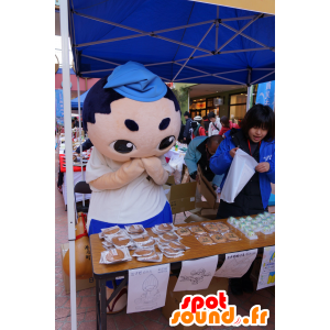 Mascot mann, junge, weiß und blau-Outfit - MASFR25152 - Yuru-Chara japanischen Maskottchen
