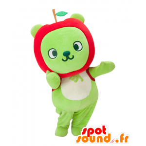 Arukuma mascot, green bear with an apple on his head - MASFR25153 - Yuru-Chara Japanese mascots