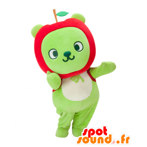リンゴを頭に乗せた緑のクマ、アルクマのマスコット-MASFR25153-日本のゆるキャラのマスコット