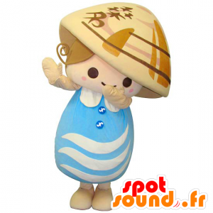 Yumehama-chan mascot, Asian girl with braids - MASFR25154 - Yuru-Chara Japanese mascots