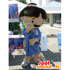 青いチュニックを着た日本の男の子のマスコット-MASFR25157-日本のゆるキャラのマスコット