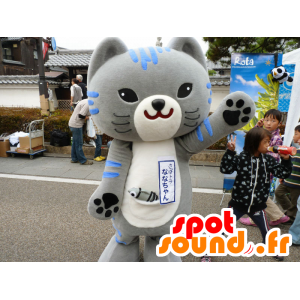 Mascot gray and blue cat, with a large head - MASFR25158 - Yuru-Chara Japanese mascots