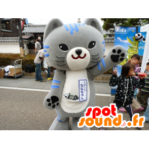 Maskottchen-Grau und Blau Katze, mit einem großen Kopf - MASFR25158 - Yuru-Chara japanischen Maskottchen