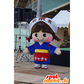 Mascotte de fillette japonaise, avec une tenue colorée - MASFR25159 - Mascottes Yuru-Chara Japonaises
