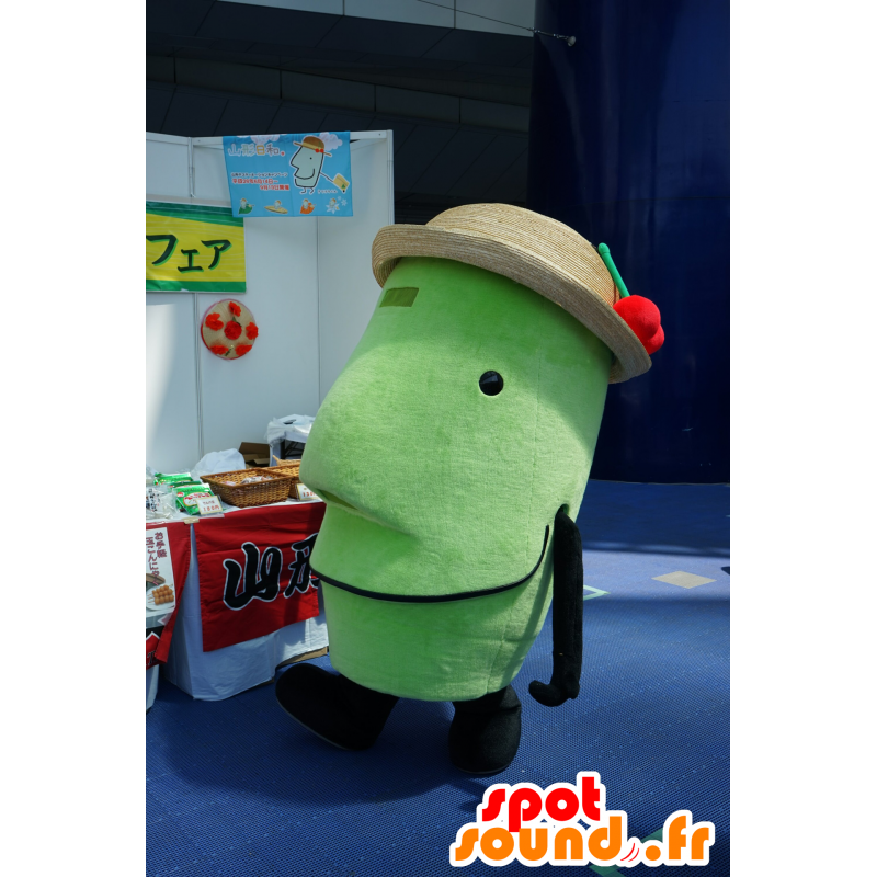 Μασκότ Kitekero-kun, πρόσωπο, πράσινο κεφάλι με ένα καπέλο - MASFR25162 - Yuru-Χαρά ιαπωνική Μασκότ