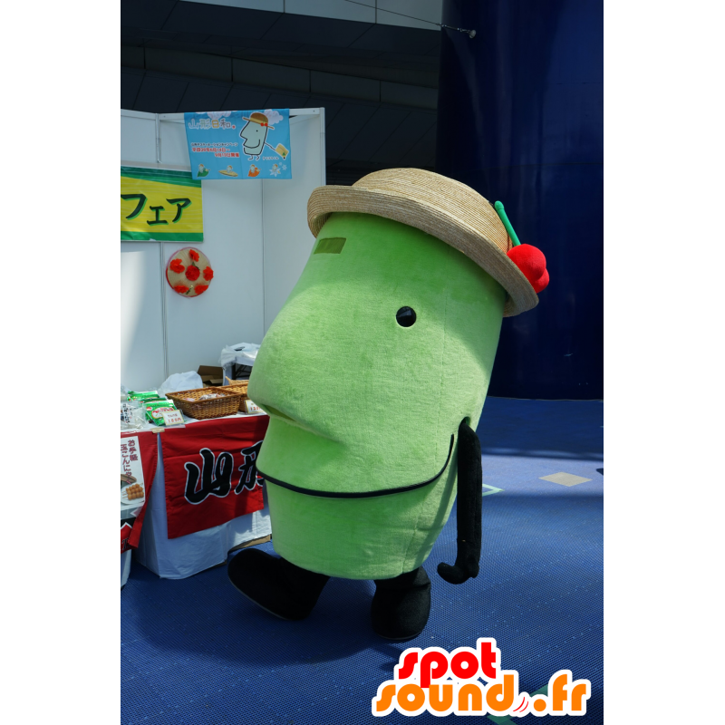 Μασκότ Kitekero-kun, πρόσωπο, πράσινο κεφάλι με ένα καπέλο - Ιαπωνικές μασκότ Yuru-Chara - MASFR25162 - SpotSound.fr