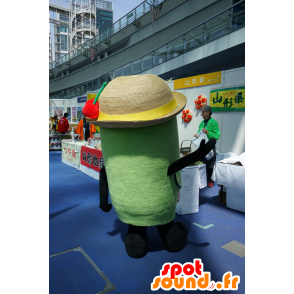 きてけろくんのマスコット、顔、帽子をかぶった緑の頭-MASFR25162-日本のゆるキャラのマスコット