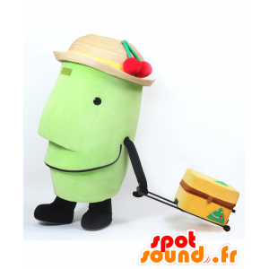 Mascotte de Kitekero-kun, visage, tête verte avec un chapeau - MASFR25162 - Mascottes Yuru-Chara Japonaises