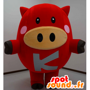 Komabu mascot, red pig, plump and funny - MASFR25167 - Yuru-Chara Japanese mascots