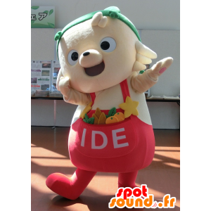 Beige teddy mascotte met een rode schort Gardener - MASFR25168 - Yuru-Chara Japanse Mascottes
