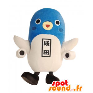 Mascot Unari-Kun, blauwe en witte vogel met vliegtuigvleugels - MASFR25169 - Yuru-Chara Japanse Mascottes