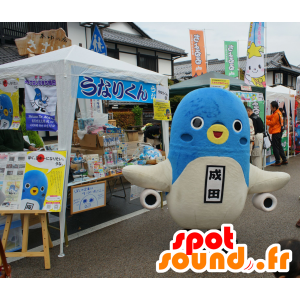 Maskot Unari-Kun, modrý a bílý pták s křídla letadla - MASFR25169 - Yuru-Chara japonské Maskoti