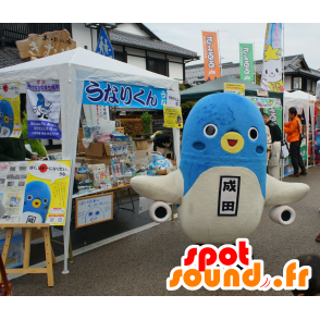 Mascot Unari-Kun, blaue und weiße Vogel mit Flugzeugflügel - MASFR25169 - Yuru-Chara japanischen Maskottchen