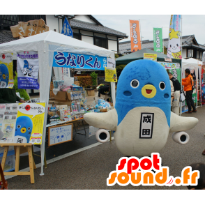 Maskotti Unari-Kun, sininen ja valkoinen lintu lentokone siivet - MASFR25169 - Mascottes Yuru-Chara Japonaises