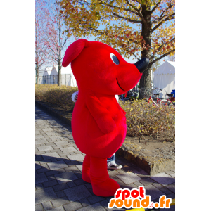Chiba-Kun maskot, röd hund, jätte och ler - Spotsound maskot