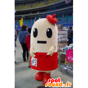 Mascot clara de ovo gigante, com um avental e uma boina - MASFR25171 - Yuru-Chara Mascotes japoneses